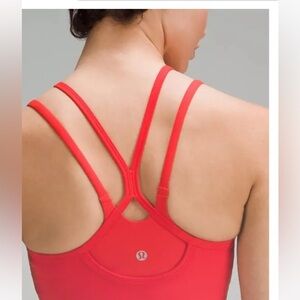 Lululemon red hot heat Wunder Train High-Neck Cross-Back Tank Top 4 crop XS